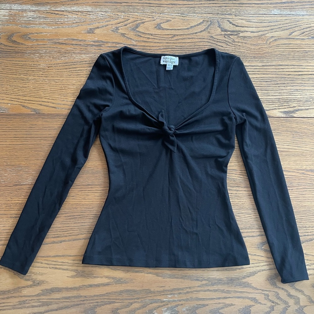 Long Sleeve Black Pin Up Top by Unique Vintage NWOT